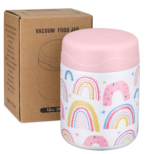 Wiwens 12oz Kids Insulated Soup Thermo - White-Rainbow Leakproof Food Jar for Hot & Cold Meals