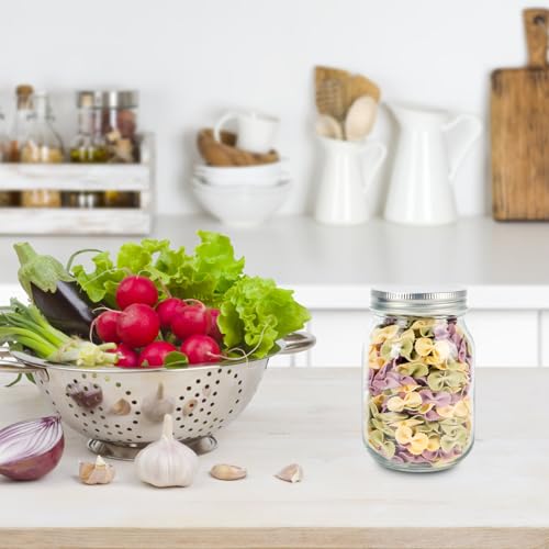 2 Pack 16 oz Clear Glass Mason Jars with Lids - HOXHA