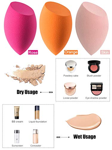 KNEEDARKYEAR 3-Piece Makeup Sponge Set for Wet and Dry Foundation Blending