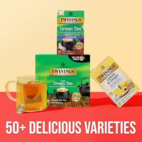 Twinings Pure Green Tea Bags, 100 Count (Pack of 1) - Caffeinated