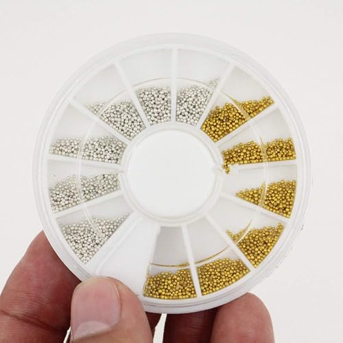 3D Nail Art Caviar Beads Gold and Silver Pearls Rivet Jewels