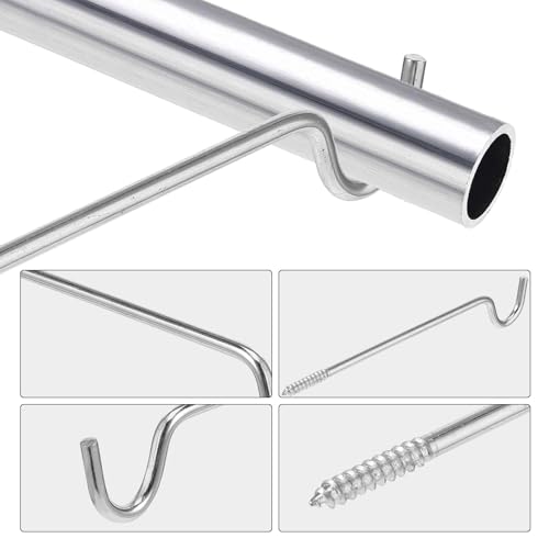 Zelphvt 4 Pcs Metal Curtain Rod Support Brackets, Middle Center Hook Hanger