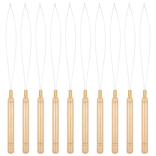 Hair Extension Loop Tool - 3 Pcs Wooden Handle Bead Threader