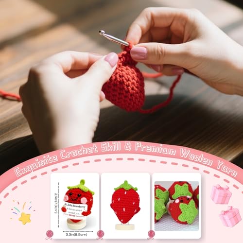 Berry Awesome Handmade Crochet Strawberry Gift with Cheer Up Card