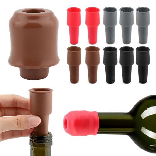 12 Silicone Wine Stoppers - Leak Proof Reusable Bottle Seals