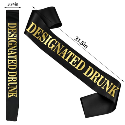 Designated Drunk Sash for Bachelorette Party - Black & Gold