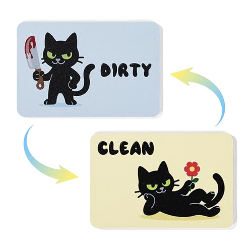 2-Pack Cat Design Dishwasher Clean Dirty Magnets - Reversible