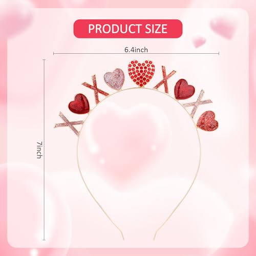 CURASA Crystal Heart Rhinestone Headband for Valentine's Day