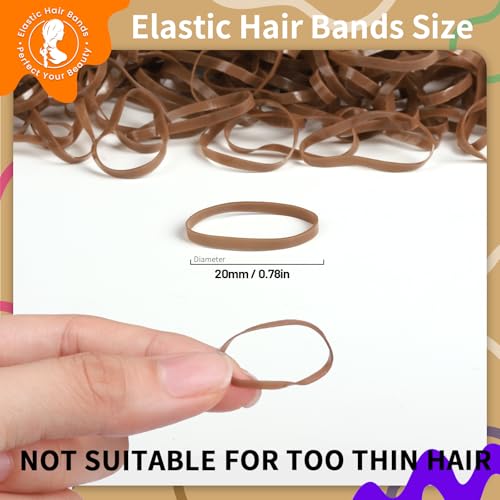Teenitor Light Brown Hair Elastic Bands, 20mm Small Rubber Hair Ties 300pcs