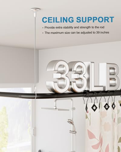 Supforce Adjustable Ceiling Support Bracket for Closet Rods - 50 lb Load Capacity, Stainless Steel