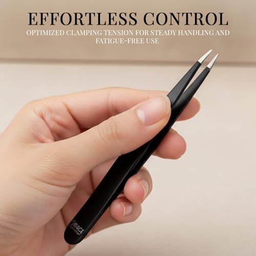 Precision Stainless Steel Tweezers Set 4-Piece with Leather Case