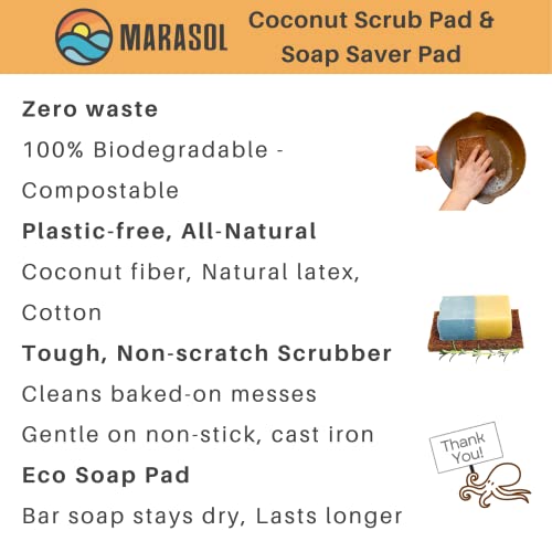 Marasol Coconut Fiber Soap Saver & Scrub Pad - 2-Pack