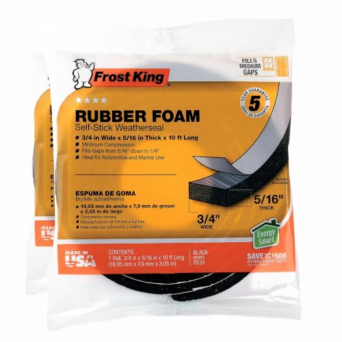 Frost King R534H Sponge Rubber Foam Tape 3/4 W x 5/16 T, Black, 10 ft Pack of 2