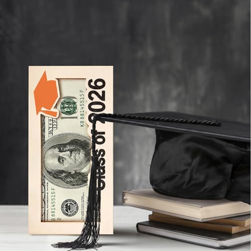 Threetols Wooden 2026 Graduation Money Holder & Card Box for Cash Gifts