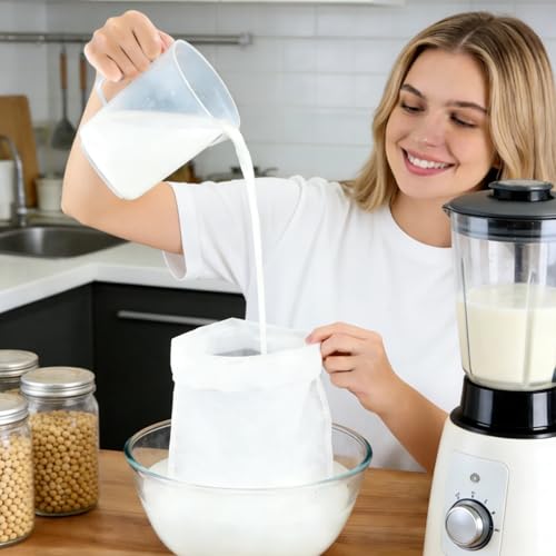Nut Milk Bag Set - 10 Reusable 12x8 Inch Strainer Bags for Juice, Yogurt & Cheese