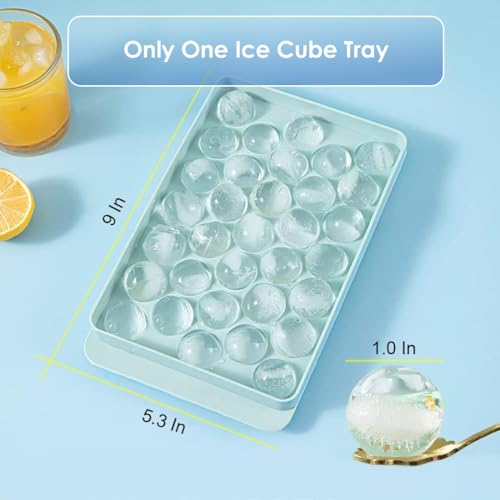 WIBIMEN 1" Round Ice Cube Tray with Lid - 1 Pack, Blue