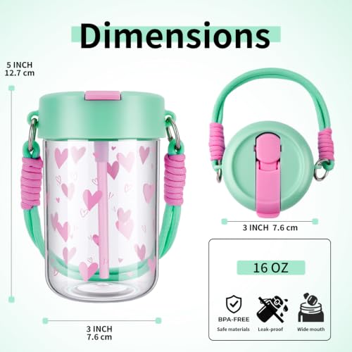 TOPBADE 16oz Kids Water Bottle with Straw - BPA-Free Tritan