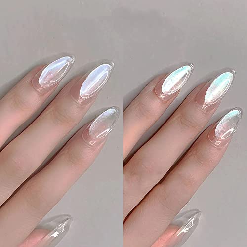Vonrui Pearl Ice White Nail Chrome Powder 2 Boxes Aurora Pigment