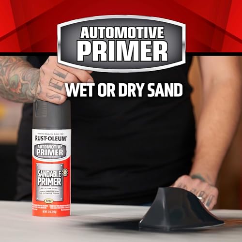 Rust-Oleum Automotive Sandable Primer Spray, Flat Black, 12 oz