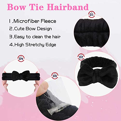 Black Spa Headband and Wristbands Set for Washing Face and Skincare