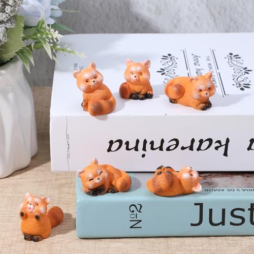 Yolev 6Pcs Red Panda Resin Dashboard Decorations and Cute Car Ornaments