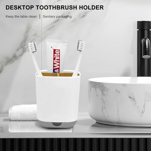 Detachable Bamboo Toothbrush Holder with 3 Slots - Grey Bathroom Organizer