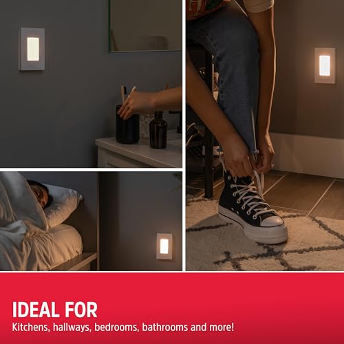 Energizer LED Plug-in Night Light, White Rectangle, 2-Pack, Dusk-to-Dawn