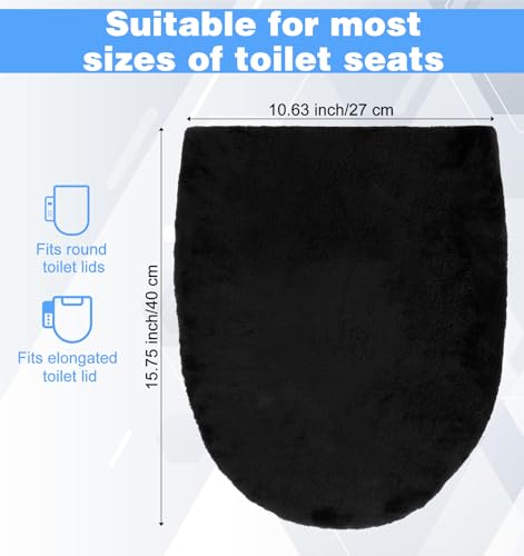Black Velvet Toilet Seat Cover - Soft, Machine Washable, 15.75x10.63in