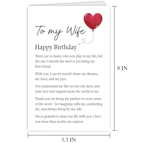 Sweet Wife Birthday Card with Poem - Perfect Gift from Husband