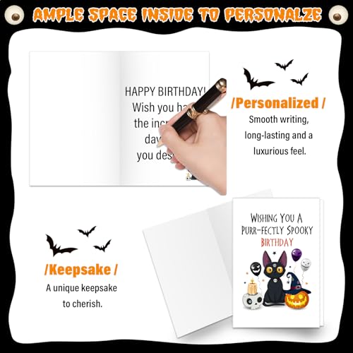 Funny Halloween Birthday Card for Cat Lovers - Spooky Gift