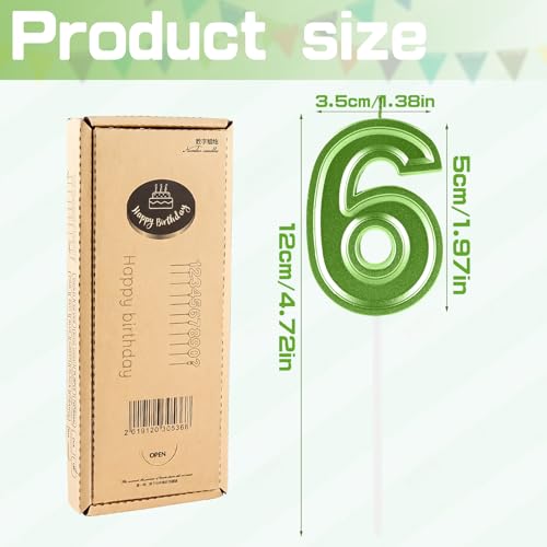 Green Number 1 Birthday Candle 3D Cake Topper Party Decoration 2 Pack