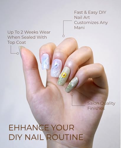 Beaolata 5D Embossed Flower Nail Stickers - Iridescent Floral Decals 3 Sheets