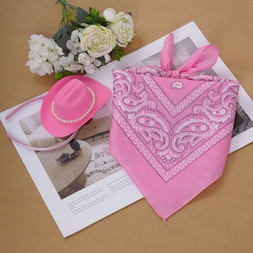 Pink Mini Cowgirl Hat Headband with Bandana Western Costume Set