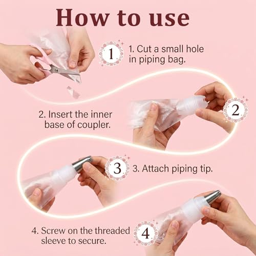 6-Pack Plastic Piping Bag Couplers for Cake Decorating