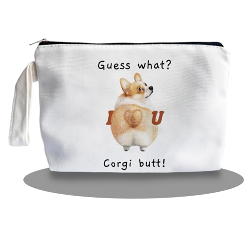 Corgi Butt Makeup Bag Cute Dog Canvas Cosmetic Travel Pouch