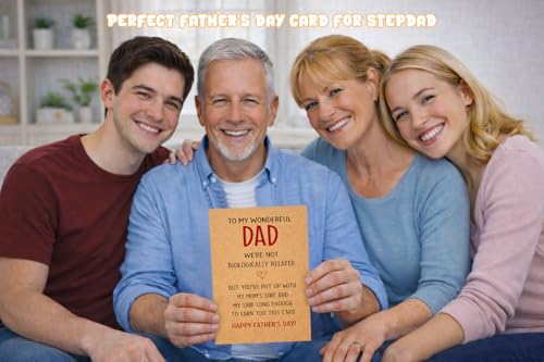 Funny Father's Day Card for Stepdad - 5.5"x8" Humorous Gift