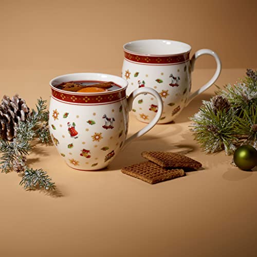 Toy’s Delight Mug Set - 2-Piece Premium Porcelain Coffee Cups, 11.5 oz, White with Toys Pattern (Variation: Mug Set Toys / 11.5 Ounces / White / Coloured)