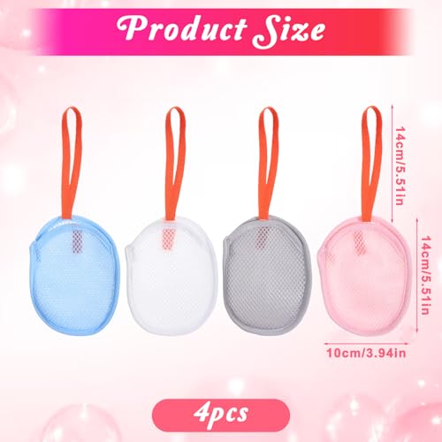 Apojgitn 4-Pack Exfoliating Soap Saver Bag - Double-Layer Mesh Pouch