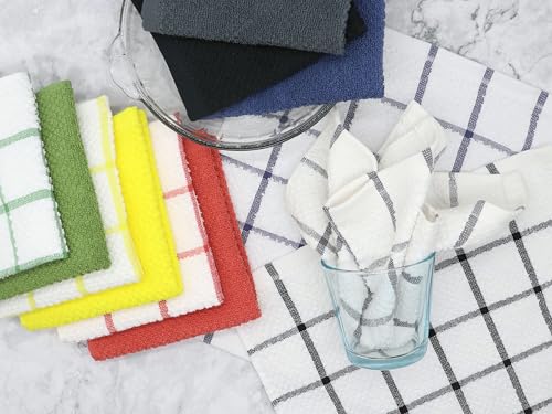 8-Pack Cotton Dish Cloths, 12x12 Inch Absorbent Kitchen Rags - Grey
