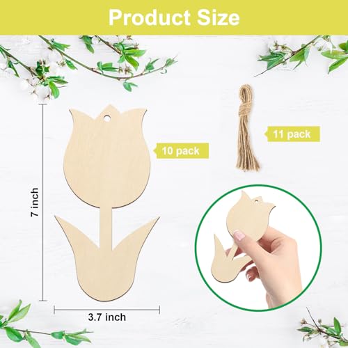 Large Size 7" Wooden Spring Ornaments to Paint, Flower DIY Blank