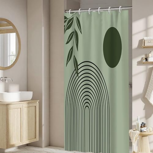 Boho Shower Curtain 48x72 Inch Green Leaves Design, Waterproof Polyester