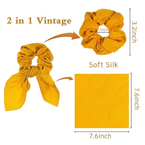 IZUS Satin Hair Scrunchies with Long Tail Ribbon, 2 Pcs