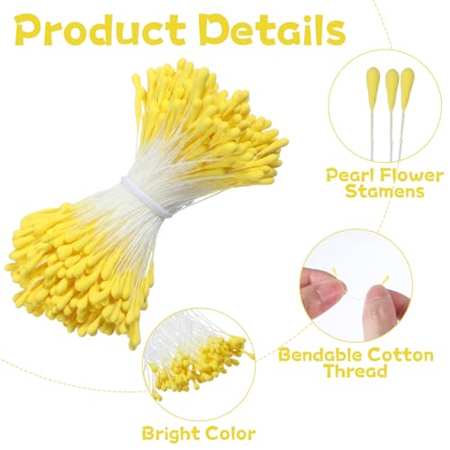 800PCS Yellow Double-Head Flower Stamens for DIY Crafts