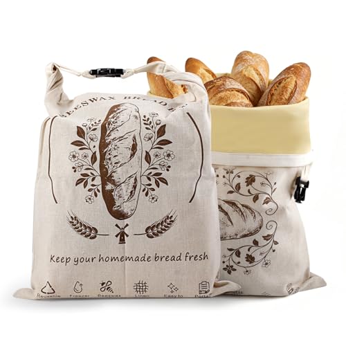 Odujzem Beeswax Bread Bags - 2 Pack XL Reusable for Sourdough