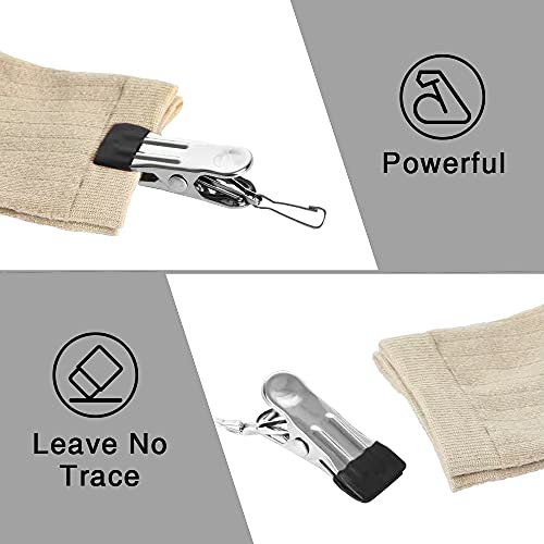 BERYLER Stainless Steel Clothes Pins with Hooks - 30 Pack, Rubber-Tip