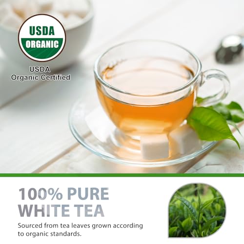 Soeos Organic White Tea - 200 Individually Wrapped Tea Bags, Low Caffeine, Floral Aroma, Smooth Taste