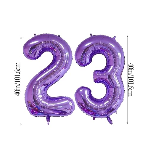 40 Inch Purple Number 23 Foil Balloon for Birthday & Weddings