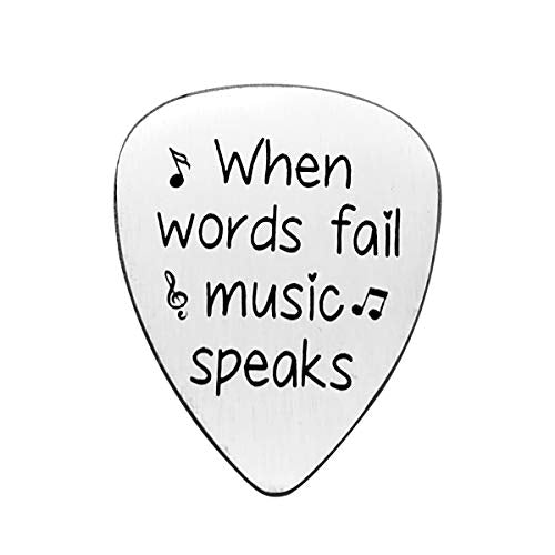 Engraved Guitar Pick - 'When Words Fail Music Speaks' - Gift for Musicians
