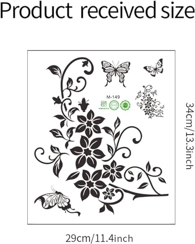 Elegant Black Butterfly Floral Toilet Seat Lid Decal - Removable PVC Sticker