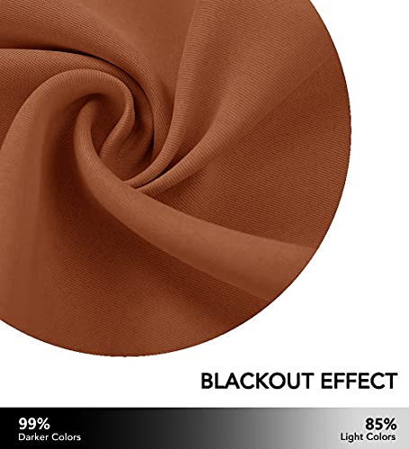 NICETOWN Blackout Curtains - 62" x 72" Rod Pocket Drapes, Burnt Orange (2 Panels)